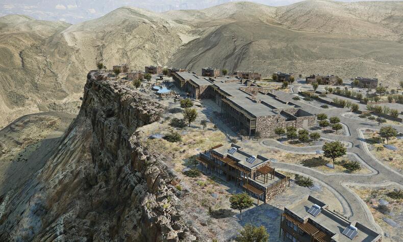 The Alila Hotel in the imposing canyon of Jebel Akhdar. luxury travel oman Jebel Akhdar canyon