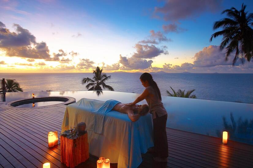 At the Rock Spa you can create your own beauty treatment with natural products from the island. fregate island seychelles rock spa