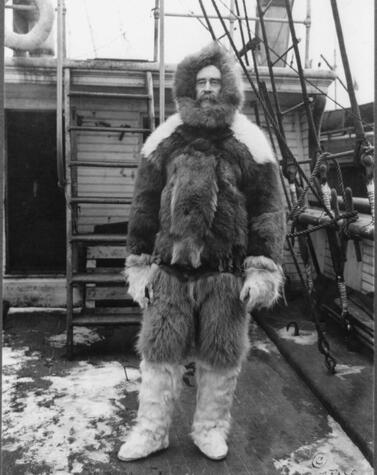 Peary aboard the Roosevelt en route to the North Pole. robert peary north pole