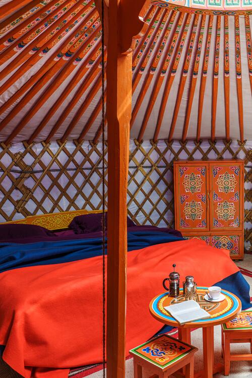 Interior of a ger at the Genghis Khan Retreat