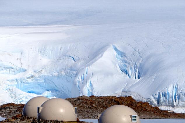 A camp from which to explore Antarctica sustainably. travel remote luxury sustainability antarctica poles iceberg glacier.