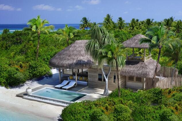 A remote island in the Maldives can be the start of a great adventure trip. Photo: Six Senses Laamu. luxury adventure trip maldives islands. Six Senses Laamu Travel soft adventure