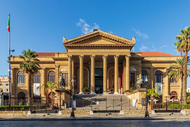 The Teatro Massimo in Palermo, inaugurated in 1897, was the largest opera house in Italy and the third largest in Europe. teatro massimo palermo sicily the godfather