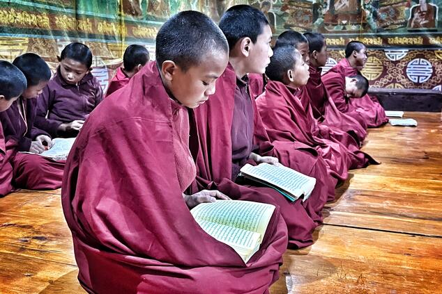 Monks monastery Bhutan.