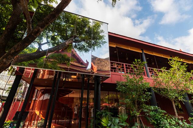Exterior view of the Jim Thompson House Museum in Bangkok, Thailand.