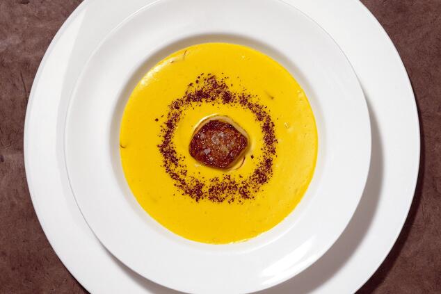 Cream of Saffron Rice with Marrow and Cocoa