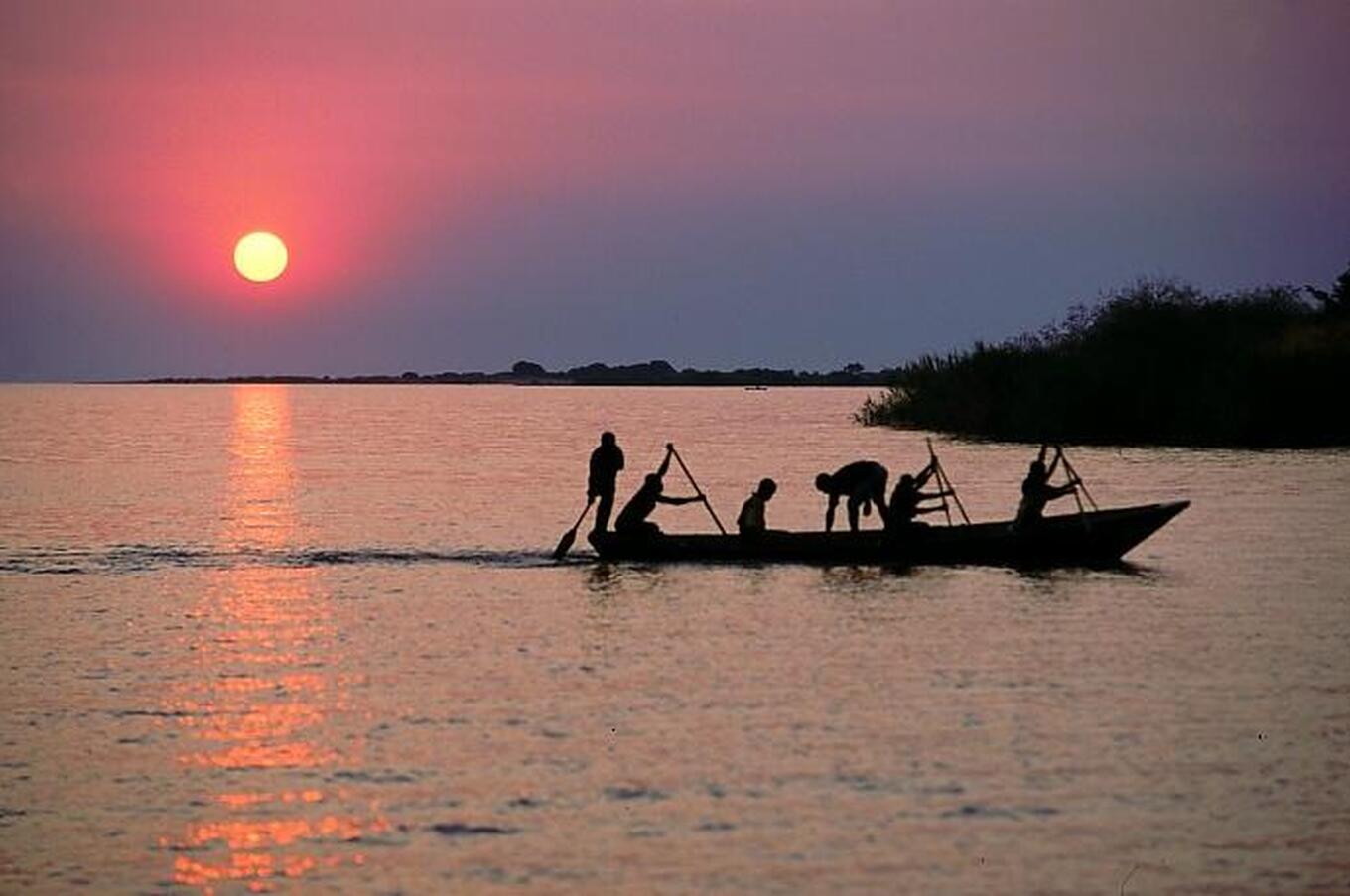 Fishermen in Lake Tanganyika, discovered by Burton in 1858. lake tanganyika