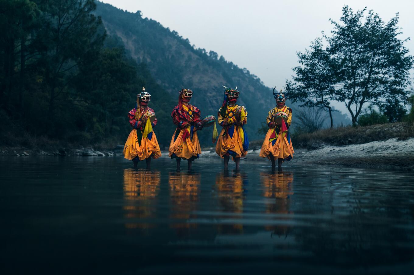 Cham dancers with masks. Photo: Andrew Studer. Cham dancers with masks. Photo: Andrew Studer.