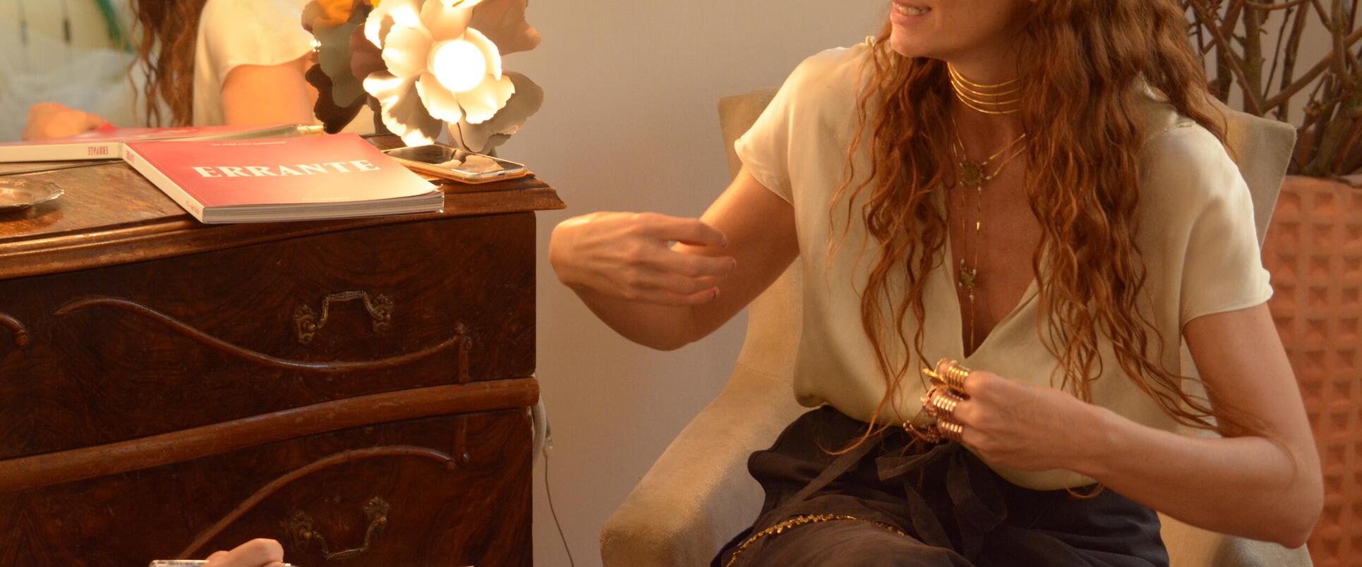Cruz in her workshop in Madrid